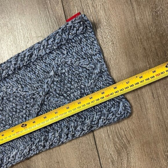 GUESS Scarf Vintage 100% Lambswool Knit Blue - Picture 4 of 4